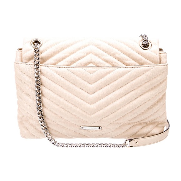 Cream Rebecca Minkoff Edie Flap Shoulder Bag with Chevron Stitching - Picture 3 of 16